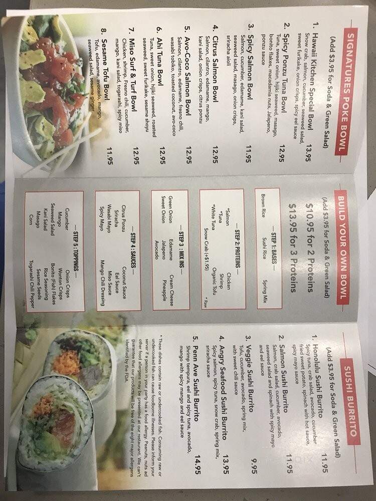 Hawaii Kitchen - West Reading, PA menu_pic