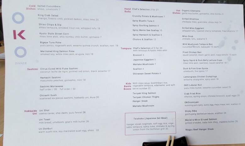 OKO Kitchen - Westport, CT menu_pic
