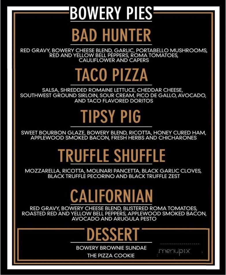 The Bowery - Fullerton, CA menu_pic