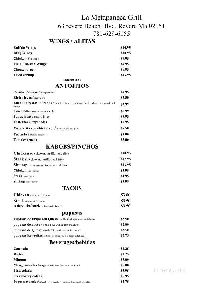 La Metapaneca Grill - Revere, MA menu_pic