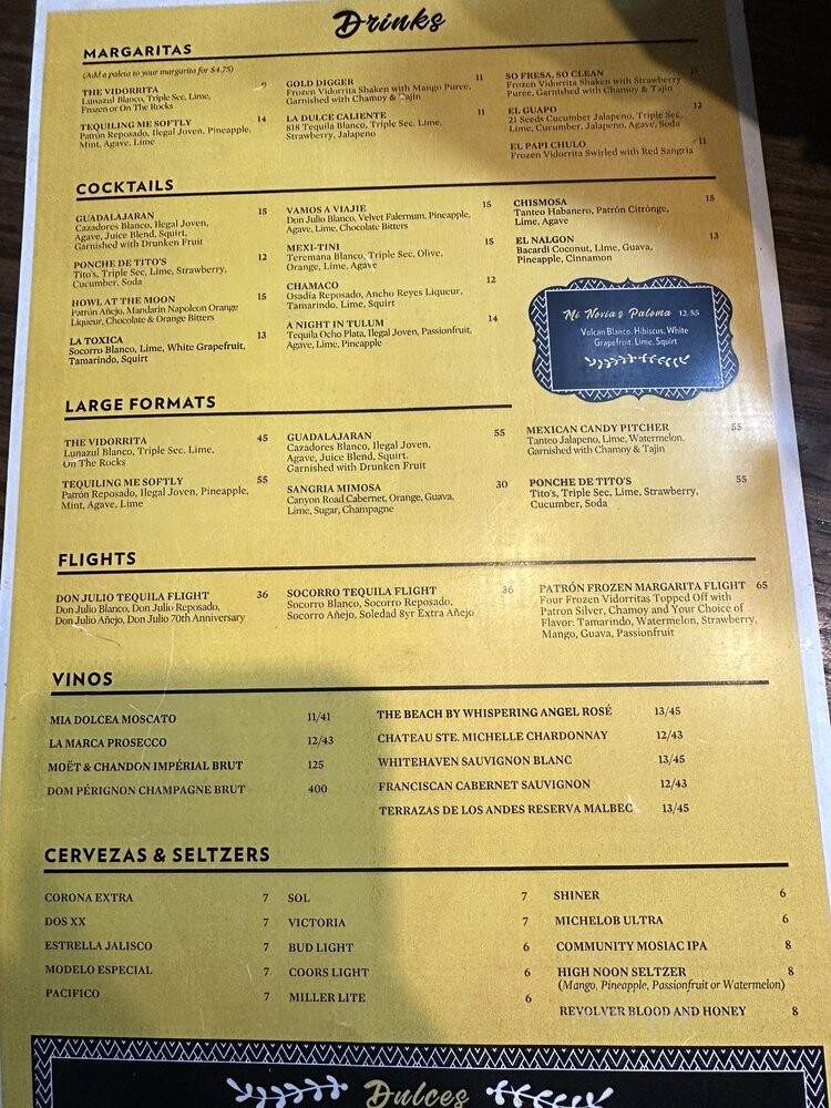 Vidorra - Dallas, TX menu_pic