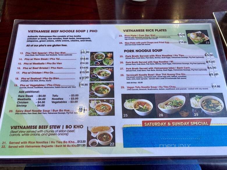 Pho T&N - Nashville, TN menu_pic