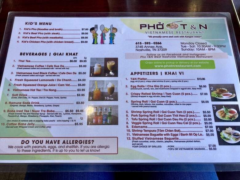 Pho T&N - Nashville, TN menu_pic