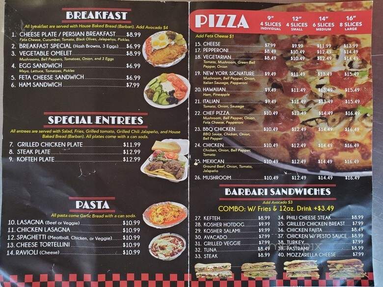 New York Pizza and Barbari - Los Angeles, CA menu_pic
