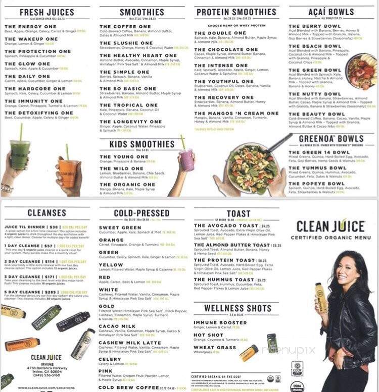 Clean Juice - Matthews, NC menu_pic