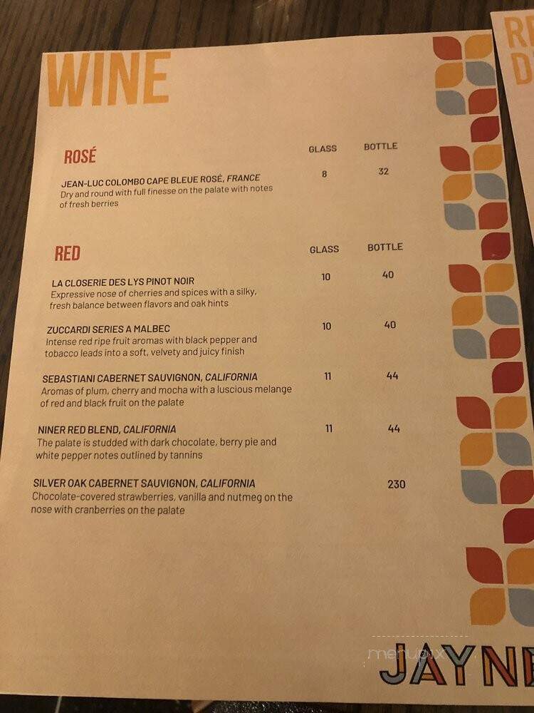 Jayne's Bistro & Bar - New Orleans, LA menu_pic