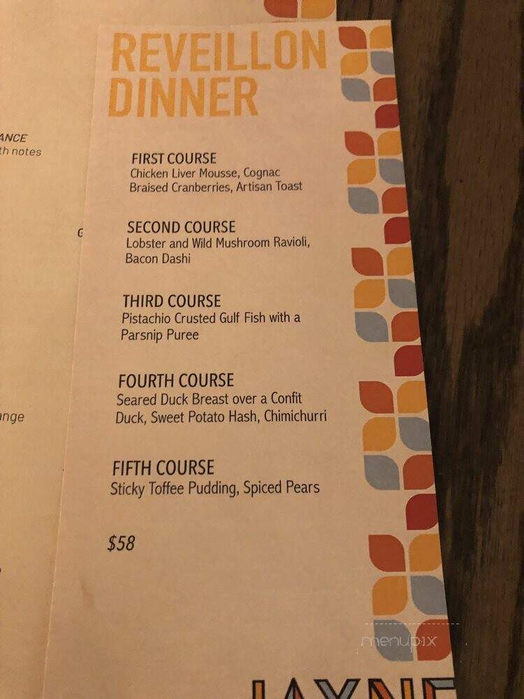 Jayne's Bistro & Bar - New Orleans, LA menu_pic