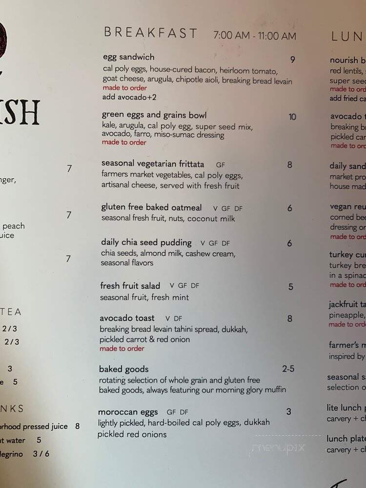 Nourish - San Luis Obispo, CA menu_pic