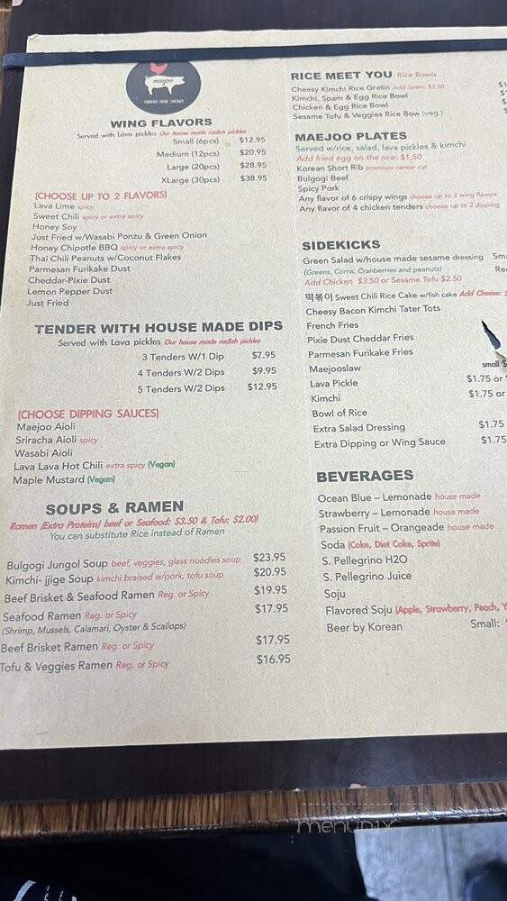 Maejoo - San Leandro, CA menu_pic