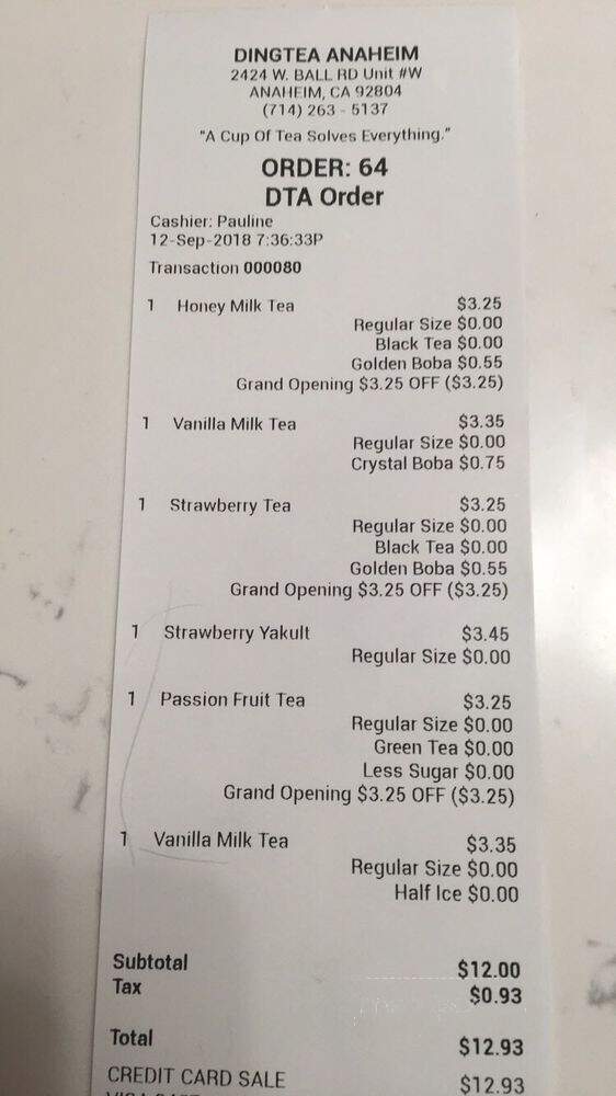Ding Tea Anaheim - Anaheim, CA