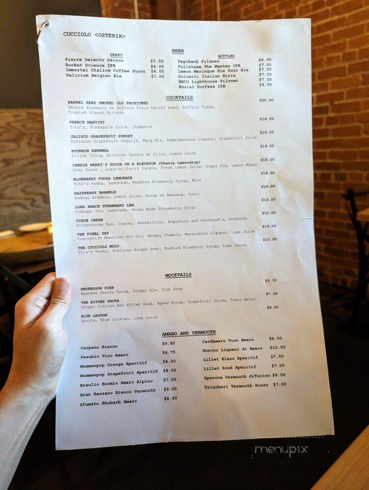 Cucciolo Osteria - Durham, NC menu_pic