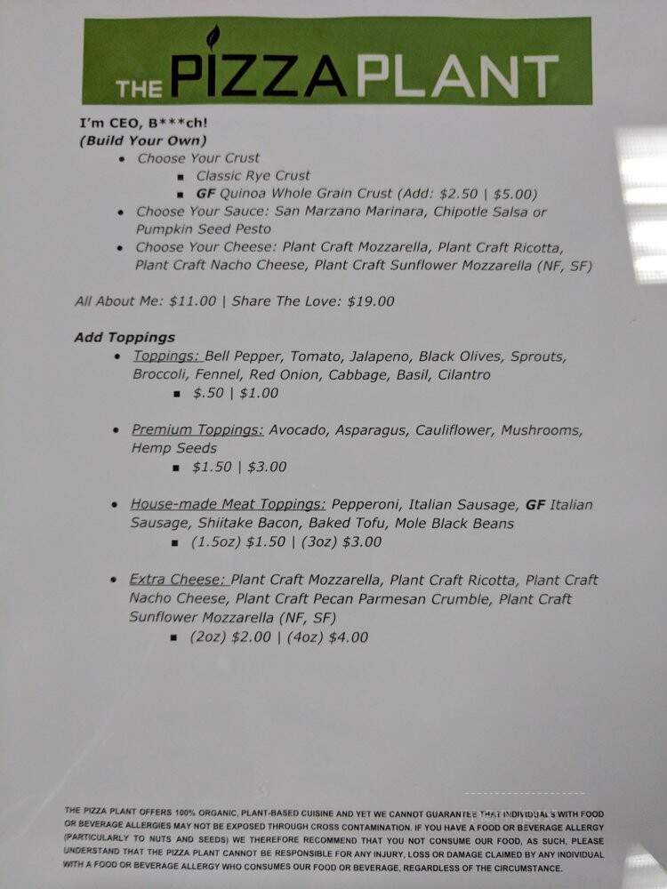 The Pizza Plant - Pasadena, CA menu_pic