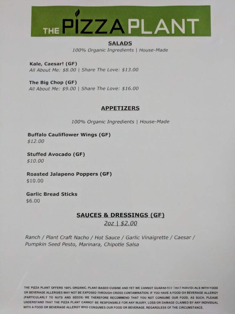 The Pizza Plant - Pasadena, CA menu_pic