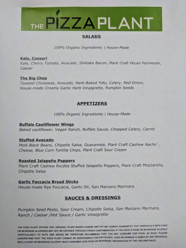 The Pizza Plant - Pasadena, CA menu_pic