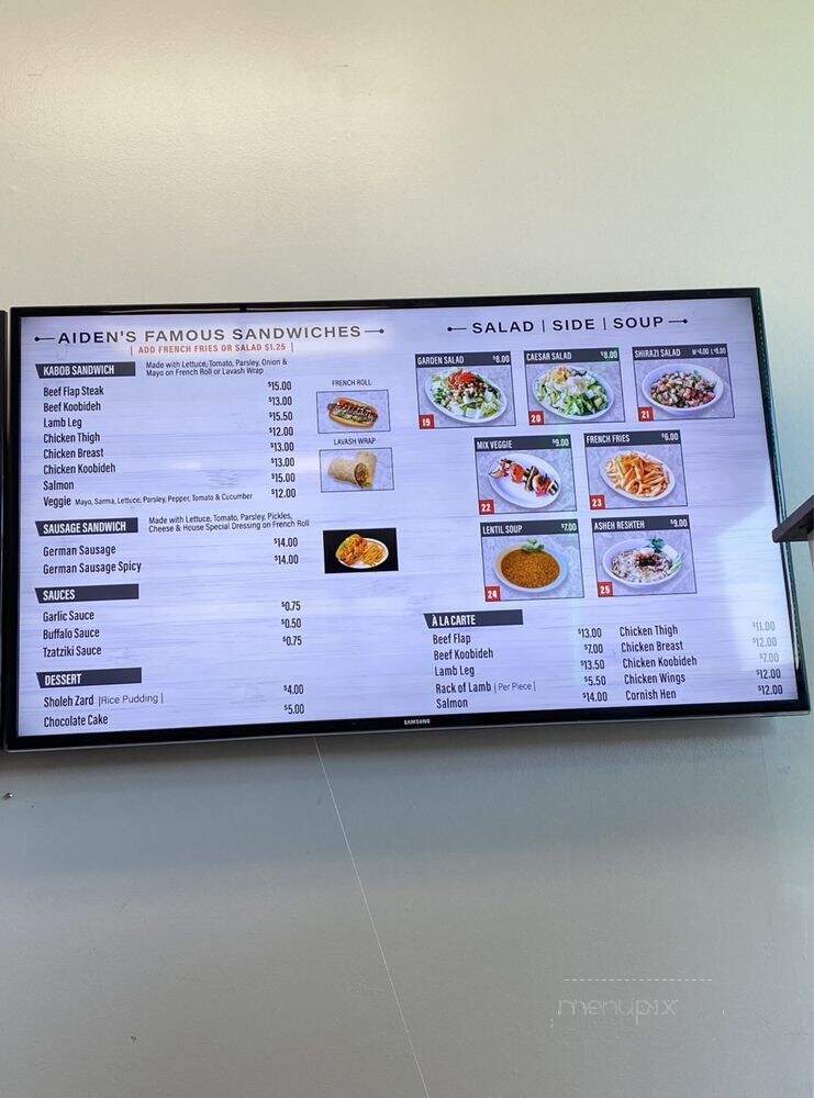 Aiden's Grill - Glendale, CA menu_pic