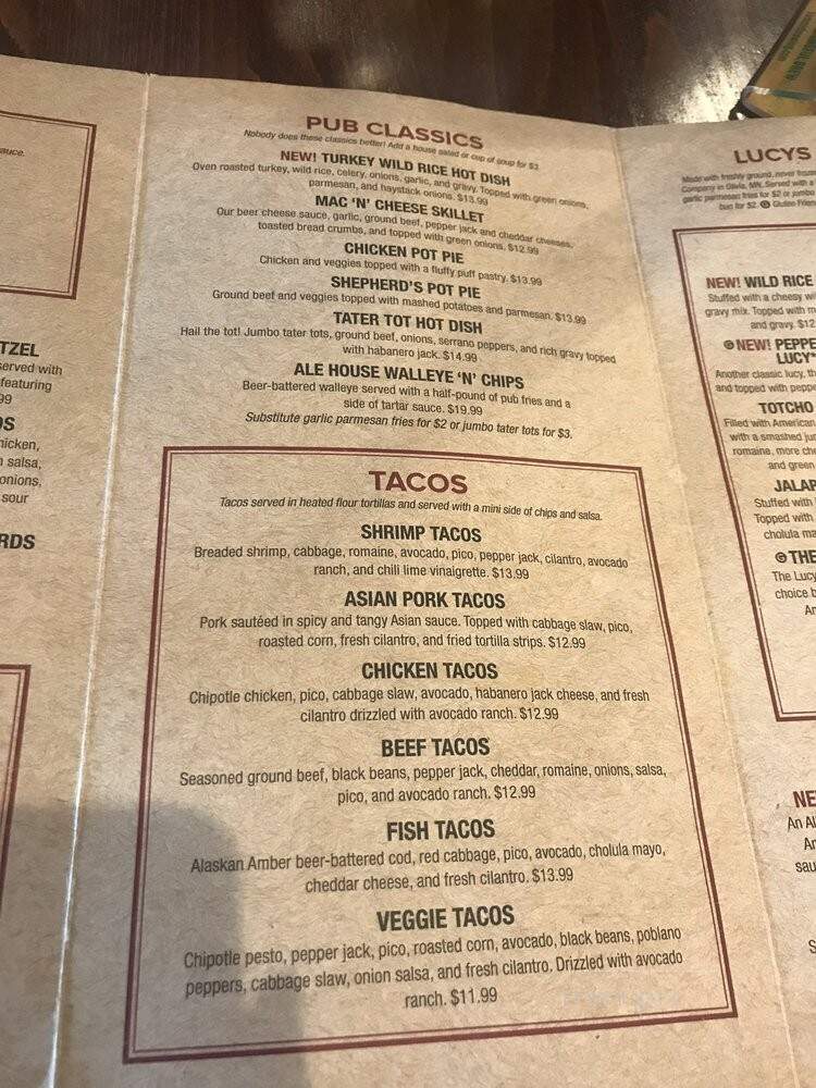 Crooked Pint Ale House - Waite Park, MN menu_pic