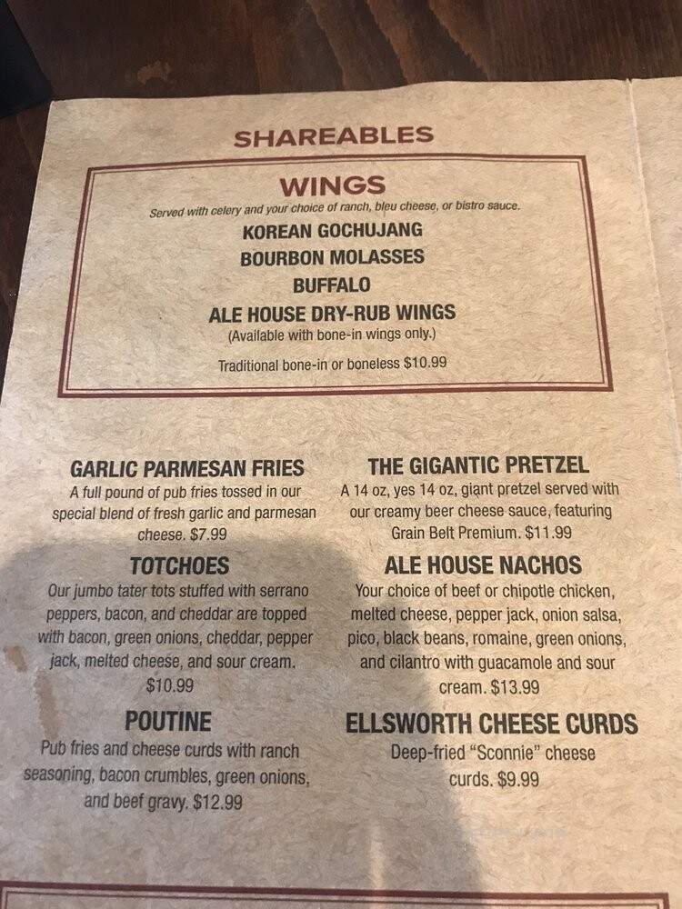 Crooked Pint Ale House - Waite Park, MN menu_pic