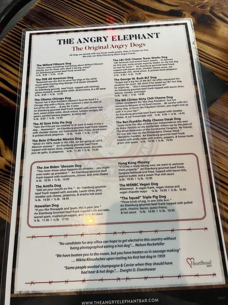 The Angry Elephant - College Station, TX menu_pic