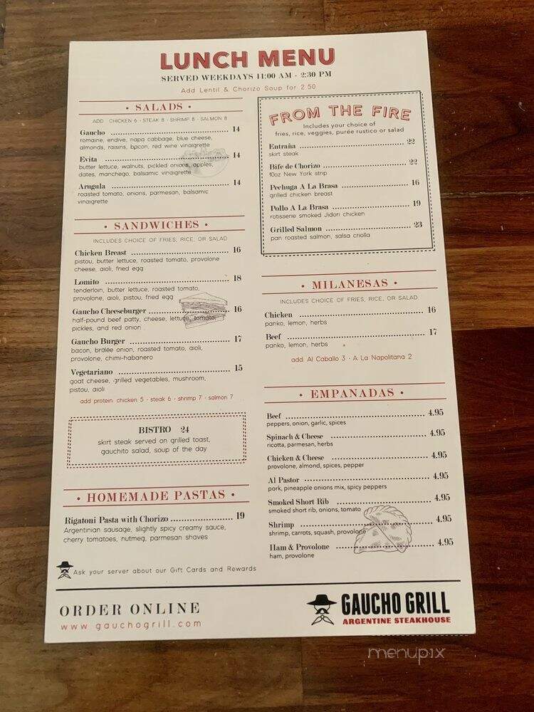 Gaucho Grill Argentine Steakhouse - West Covina, CA menu_pic