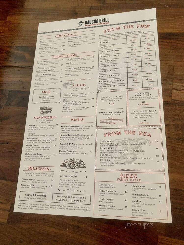 Gaucho Grill Argentine Steakhouse - West Covina, CA menu_pic