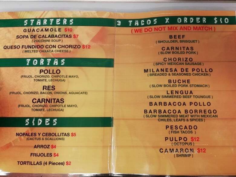 Casa del Taco - Cliffside Park, NJ menu_pic