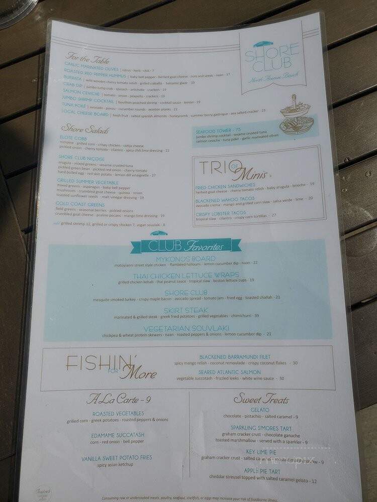 Shore Club - Chicago, IL menu_pic