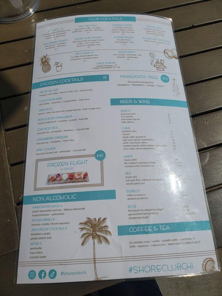Shore Club - Chicago, IL menu_pic