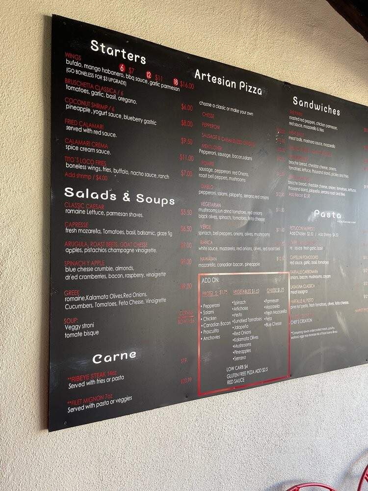 Titos Pizza & Italian Eatery - Nogales, AZ menu_pic