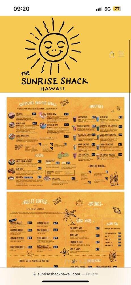 The Sunrise Shack Waikiki - Honolulu, HI menu_pic