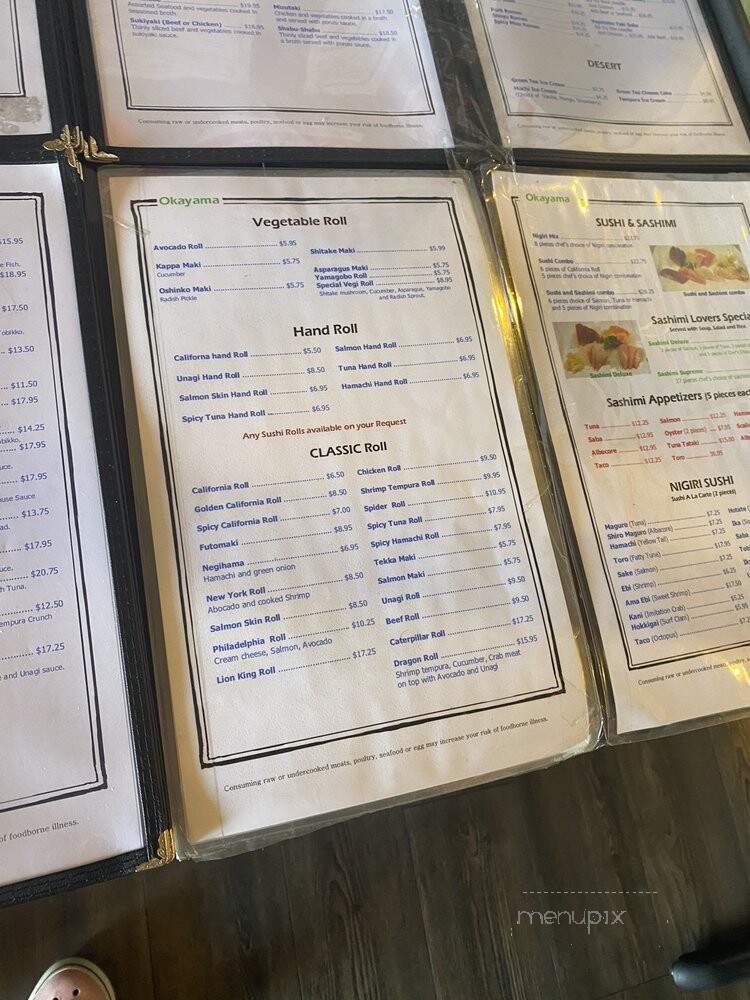 Okayama Sushi Japanese Cuisine - San Jose, CA menu_pic