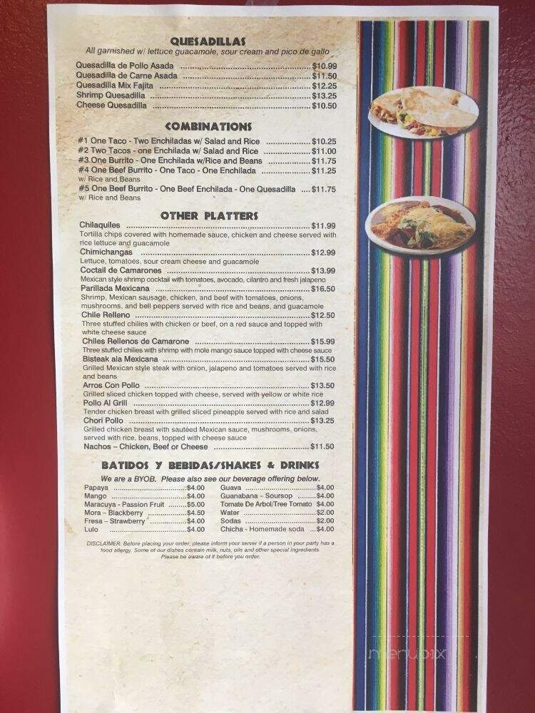 La Choza - Croydon, PA menu_pic