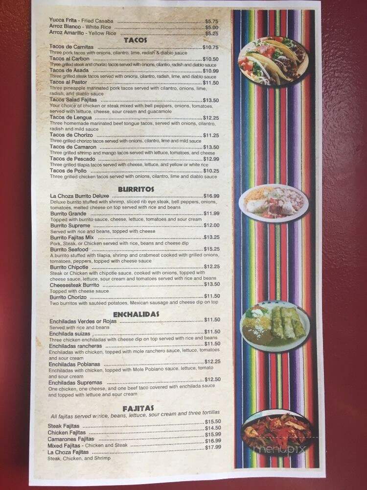 La Choza - Croydon, PA menu_pic