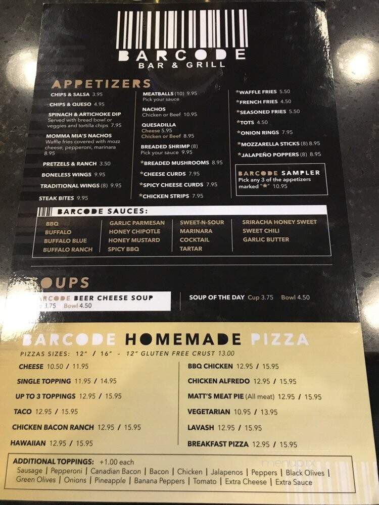 Barcode Bar & Grill - Fargo, ND menu_pic