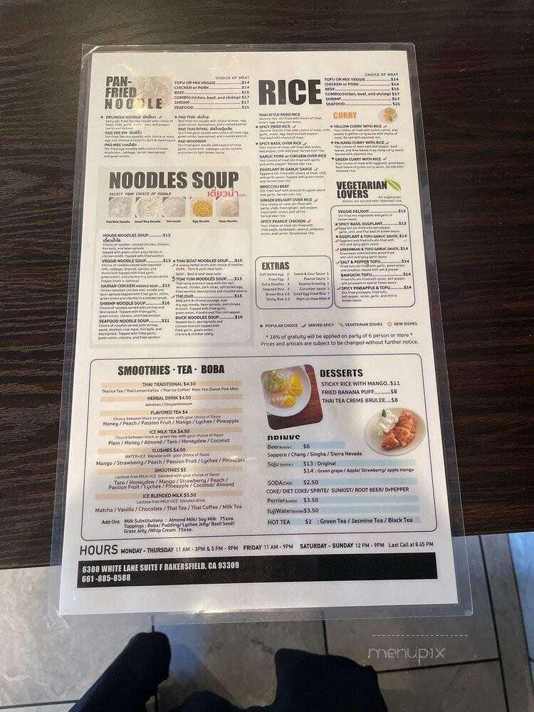 Bangkok Street Food - Bakersfield, CA menu_pic