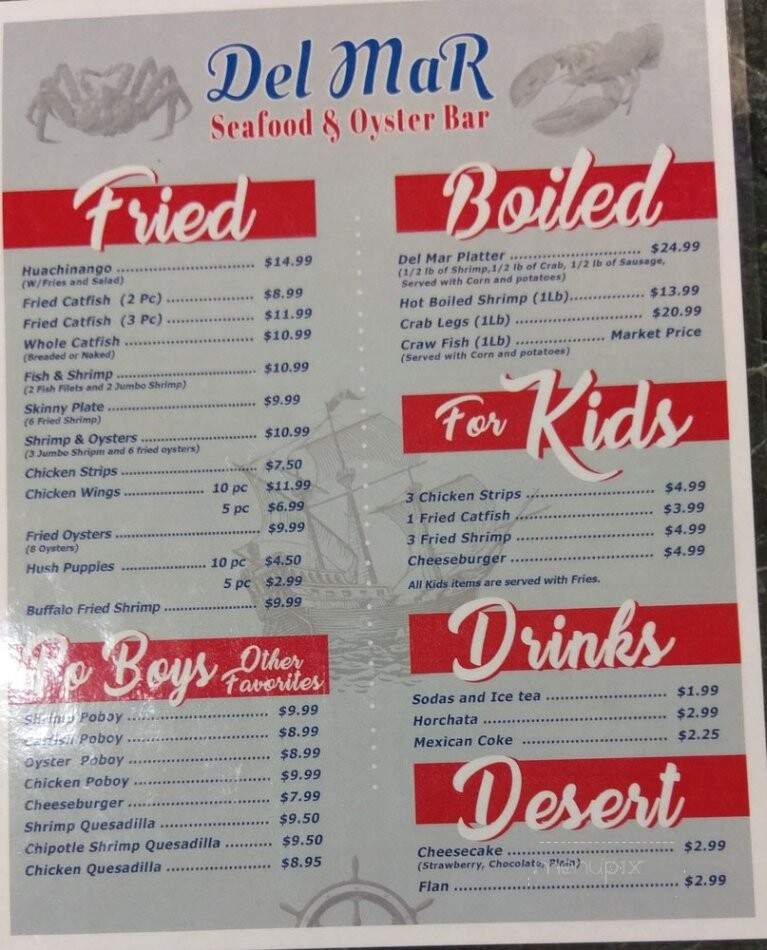 Del Mar Seafood & Oyster Bar - Garland, TX menu_pic