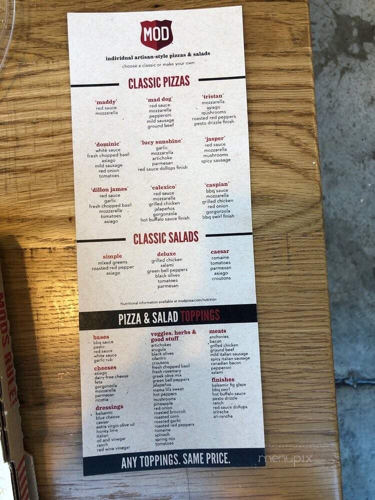 MOD Pizza - Medford, OR menu_pic