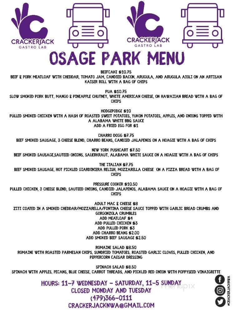 Crackerjack - Bentonville, AR menu_pic