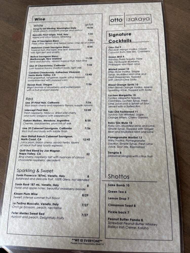 Otto Izakaya - Greenville, SC menu_pic