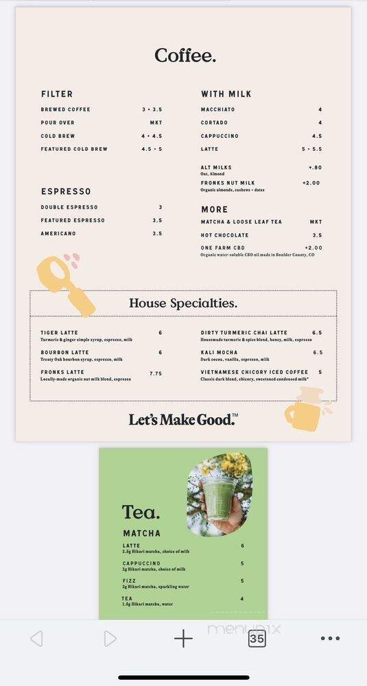 Greater Goods Coffee Roasters - Austin, TX menu_pic