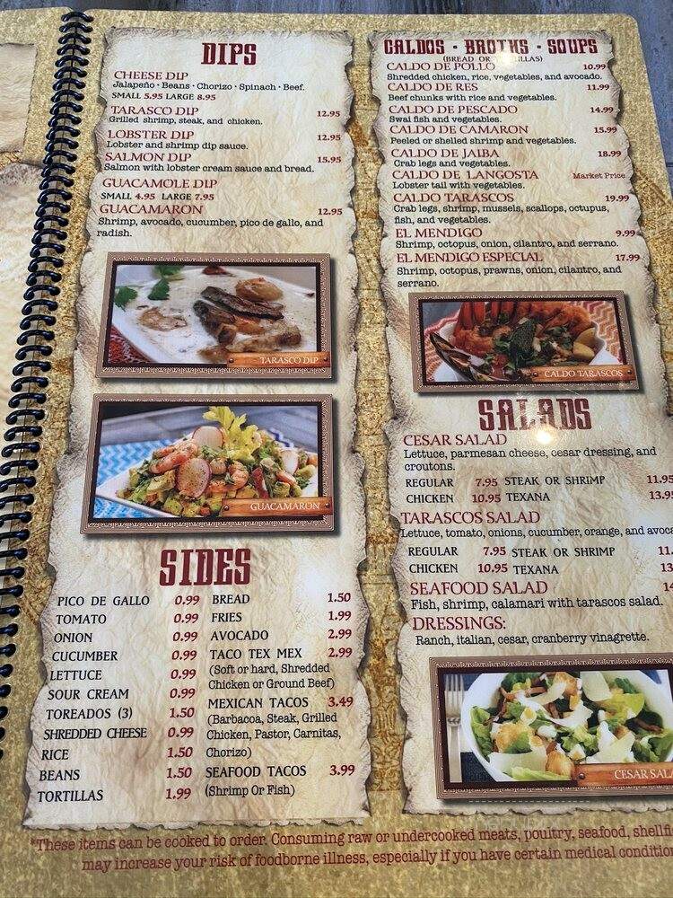 Tarascos - Greenville, SC menu_pic