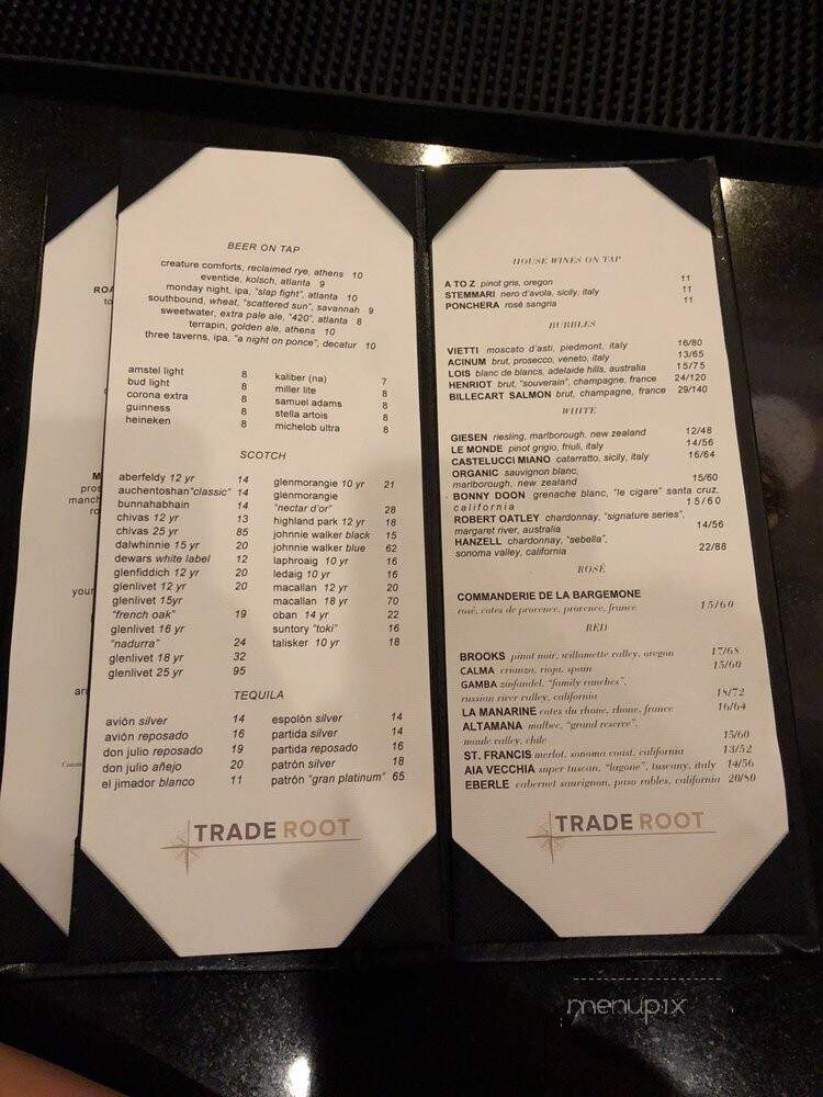 Trade Root at The Whitley Hotel - Atlanta, GA menu_pic