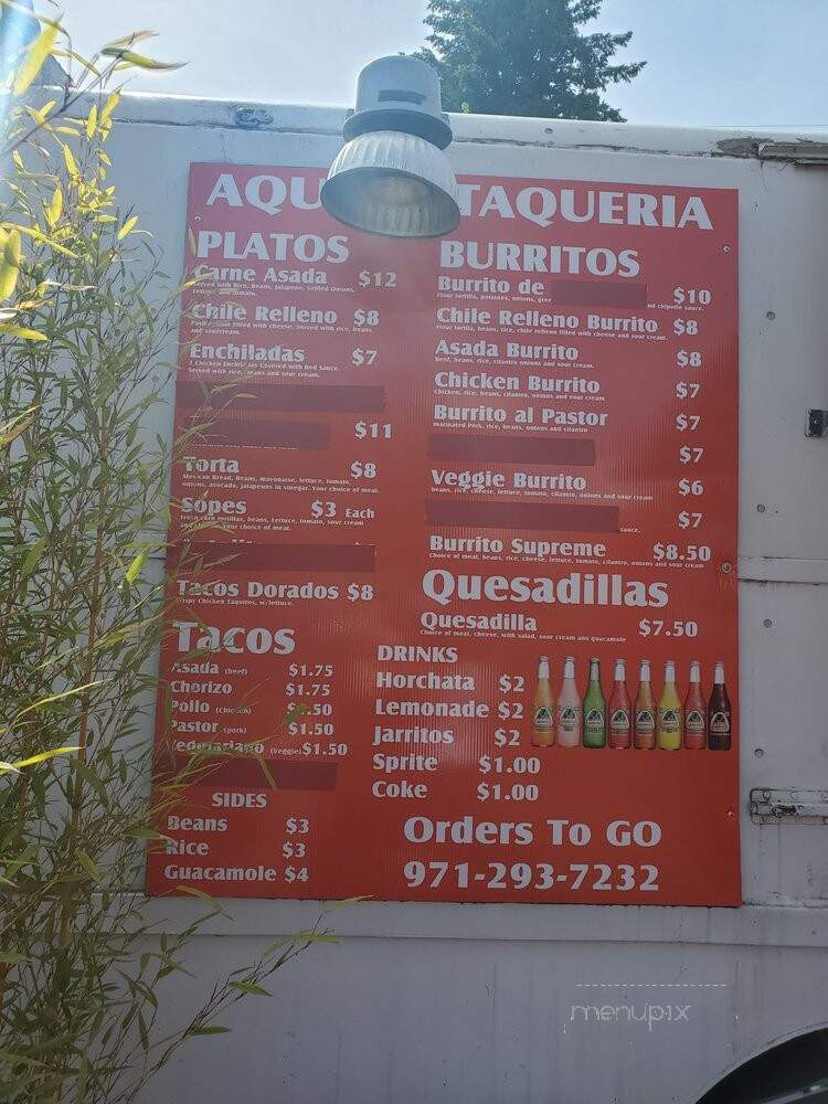 Aquino Taqueria - Portland, OR menu_pic