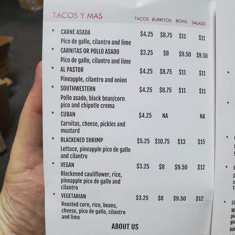 Tuesdays - Columbus, GA menu_pic