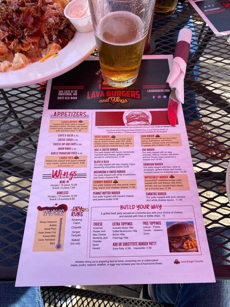 Lava Burgers and Wings - Owatonna, MN