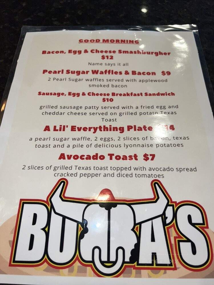 Bubba's Gourmet Burghers & Beer - Canonsburg, PA menu_pic