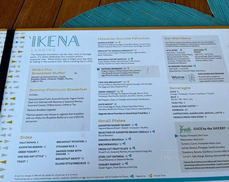 Ikena Landing - Kamuela, HI menu_pic