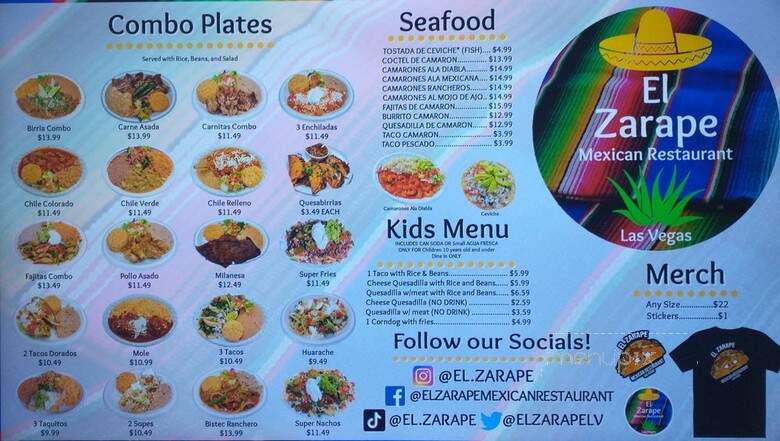 El Zarape Mexican Restaurant - Las Vegas, NV menu_pic