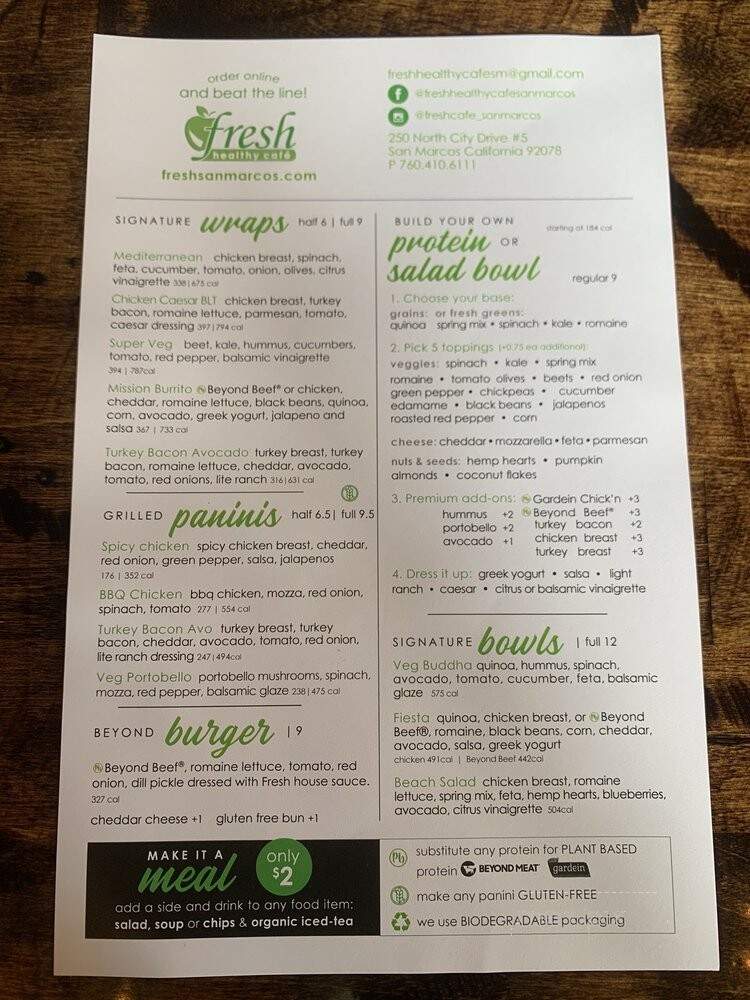 Fresh Healthy Cafe - San Marcos, CA menu_pic