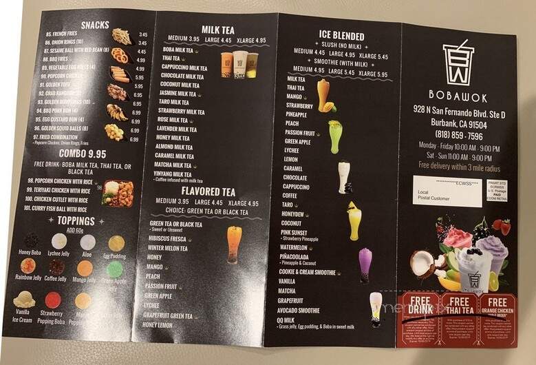 BobaWok - Burbank, CA menu_pic