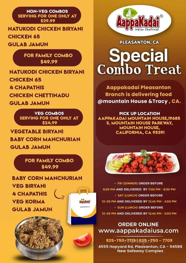 Aappakadai Indian Chettinad Restaurant - Pleasanton, CA menu_pic